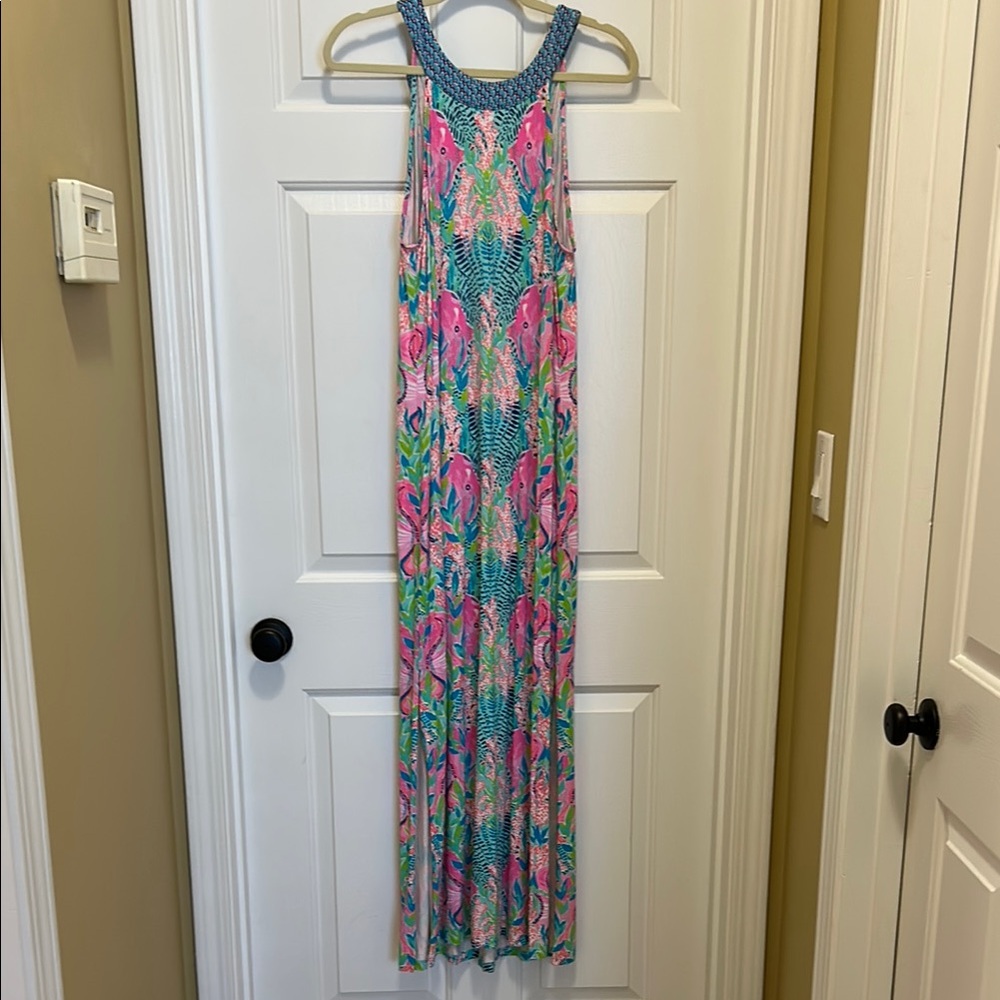 Lilly Pulitzer Colorful Maxi Dress with Blue Accents